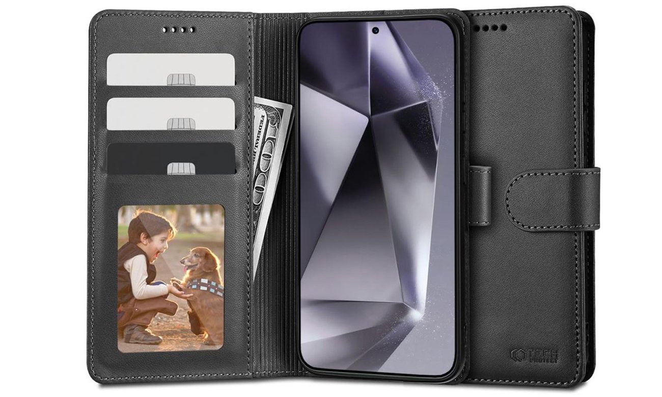 Etui Tech-Protect Wallet für Samsung Galaxy S24 Schwarz