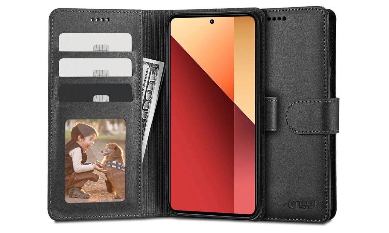 Tech-Protect Wallet für Xiaomi Redmi Note 13 4G Schwarz - Gesamtansicht