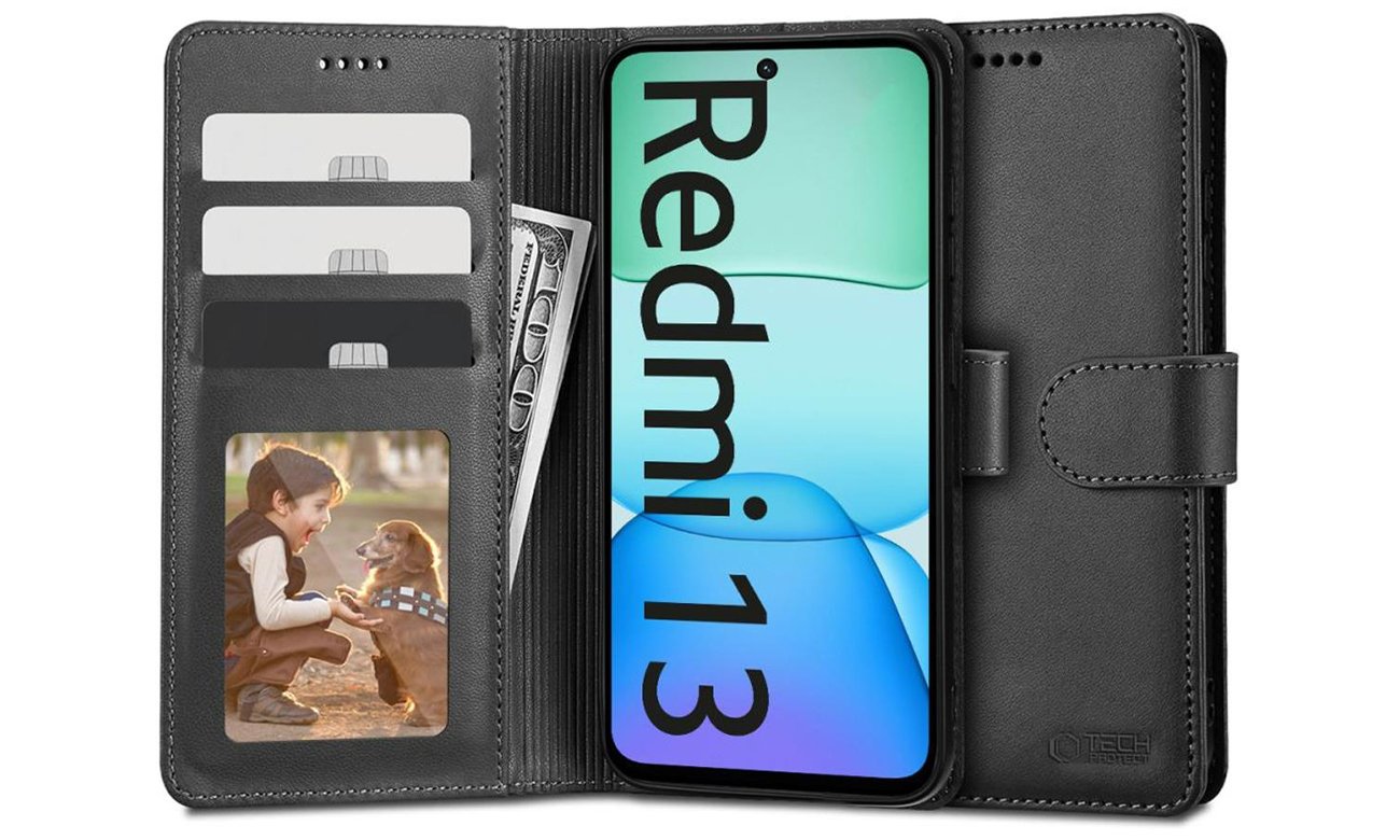 Etui Tech-Protect Wallet für Xiaomi Redmi 13 schwarz