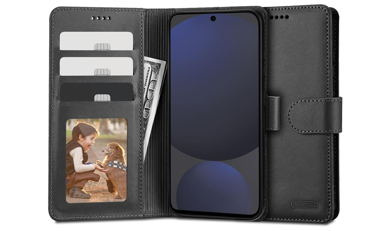 Etui Tech-Protect Wallet für Samsung Galaxy S24 FE schwarz