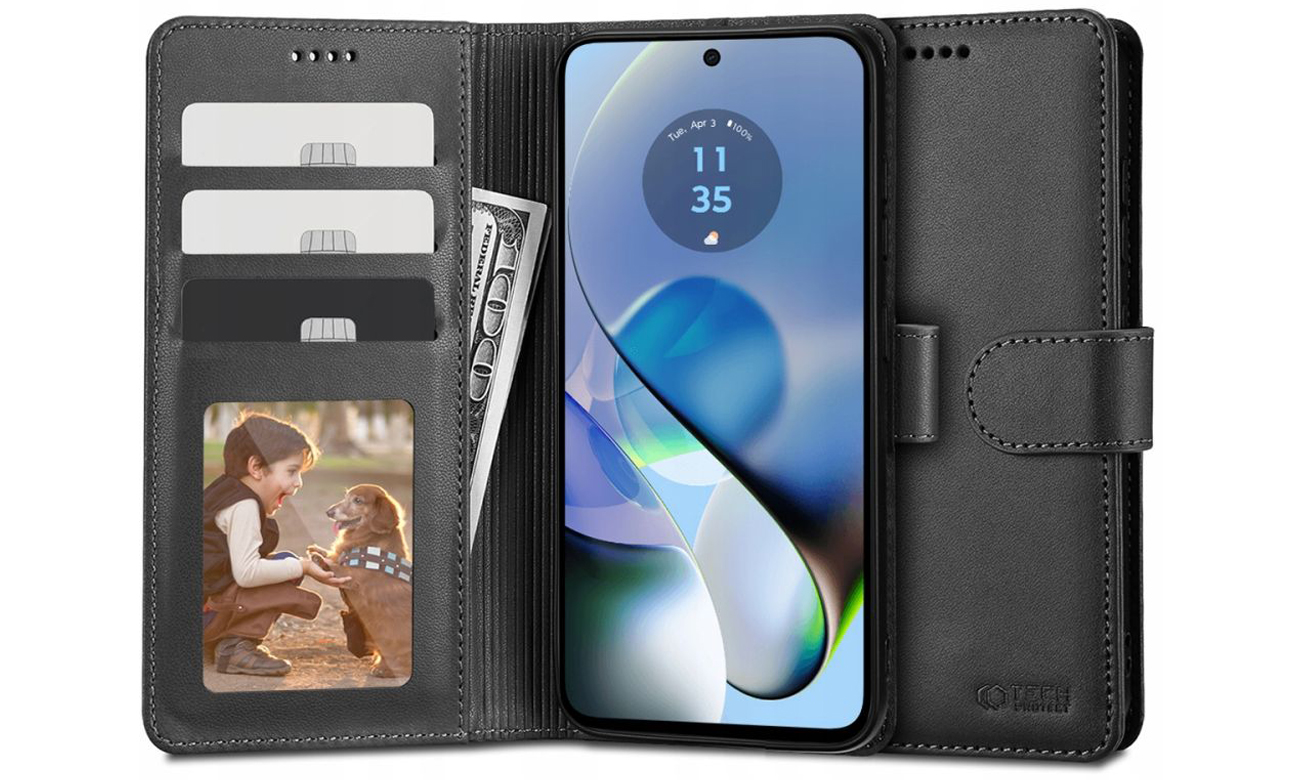 Tech-Protect Wallet do Motorola moto g54 5G power edition Black - Widok ogólny