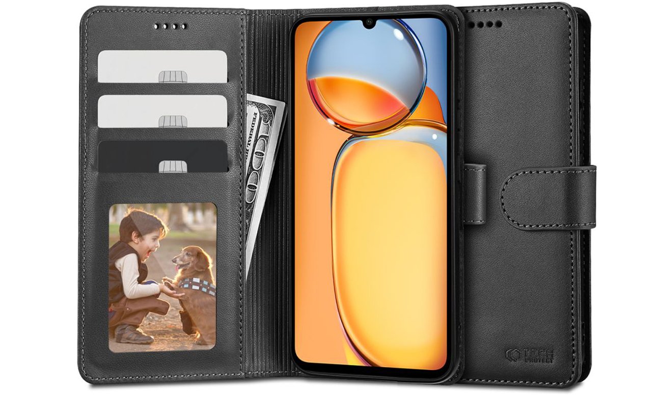 Etui Tech-Protect Wallet für Xiaomi POCO C65 / Xiaomi Redmi 13C Schwarz - Gesamtansicht