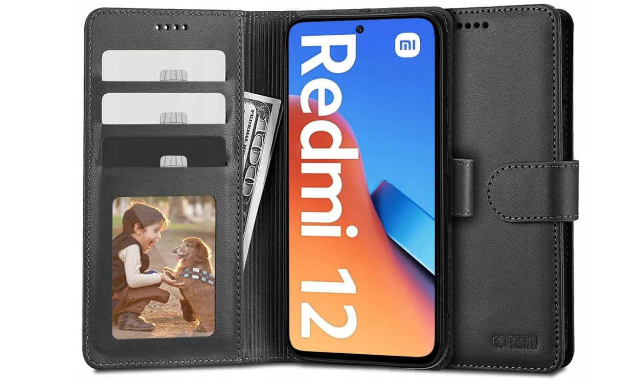 Etui Tech-Protect Wallet für Xiaomi Redmi 12 schwarz