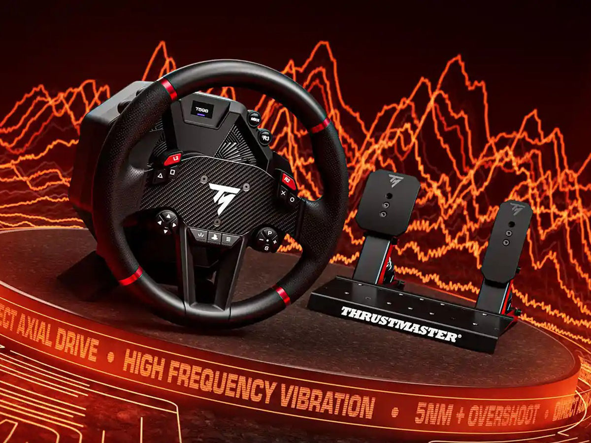 Lenkrad Thrustmaster T598 Direct Axial Drive (PS5 / PC) - Grafik mit Hintergrund