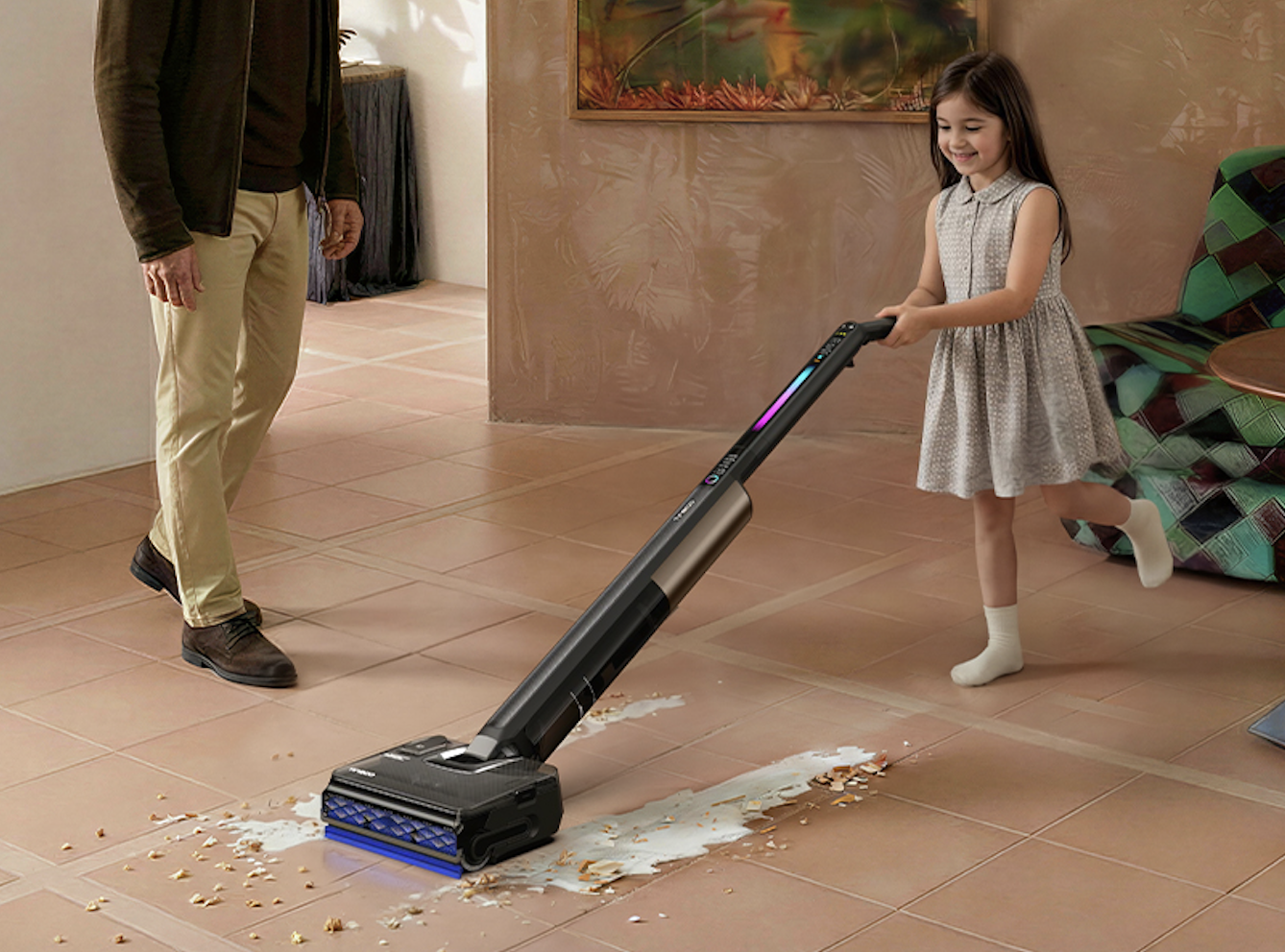 Tineco FLOOR ONE S7 Fold Elite — lekka konstrukcja o wadze 3,9 kg, łatwa w manewrowaniu