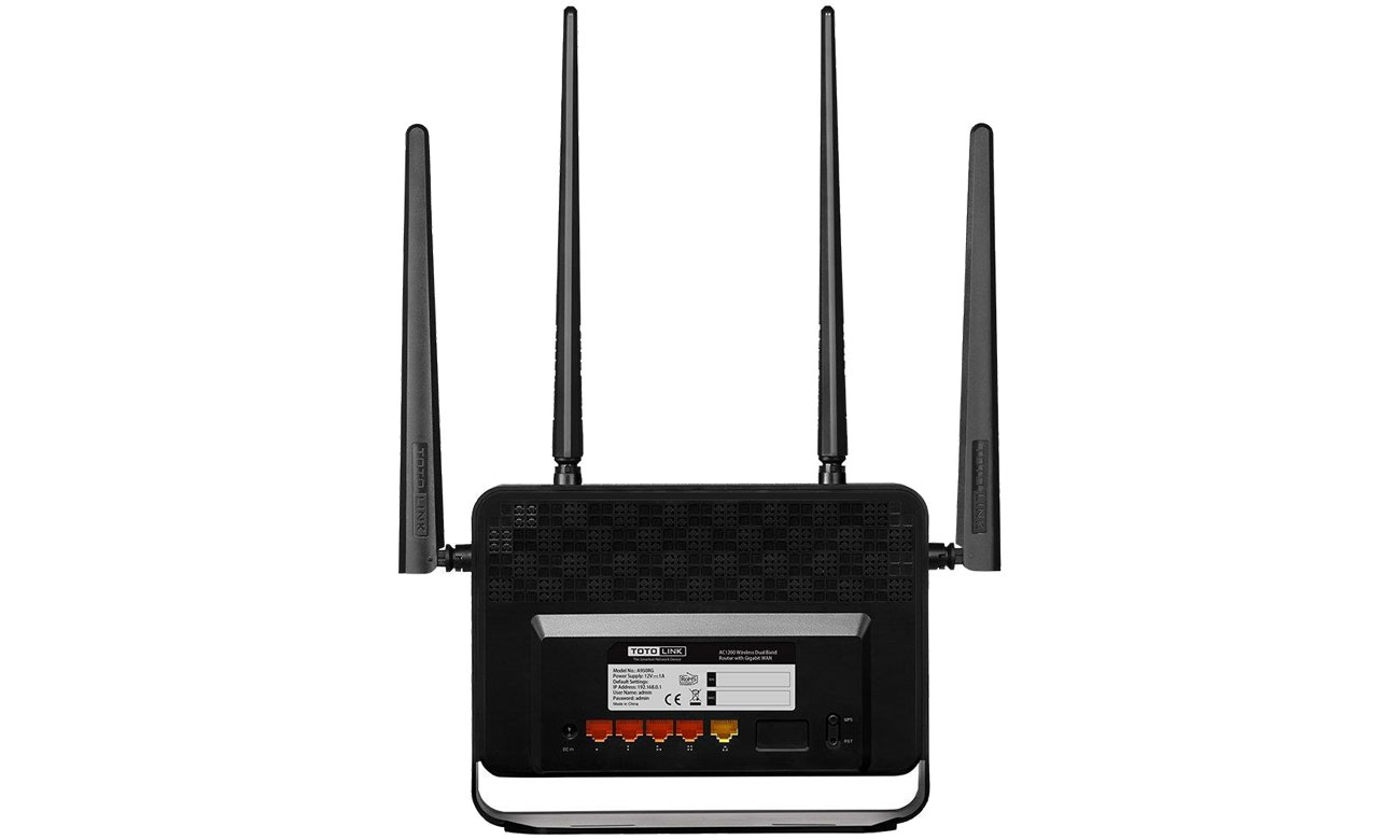 Totolink A950RG Widok złączy LAN WAN