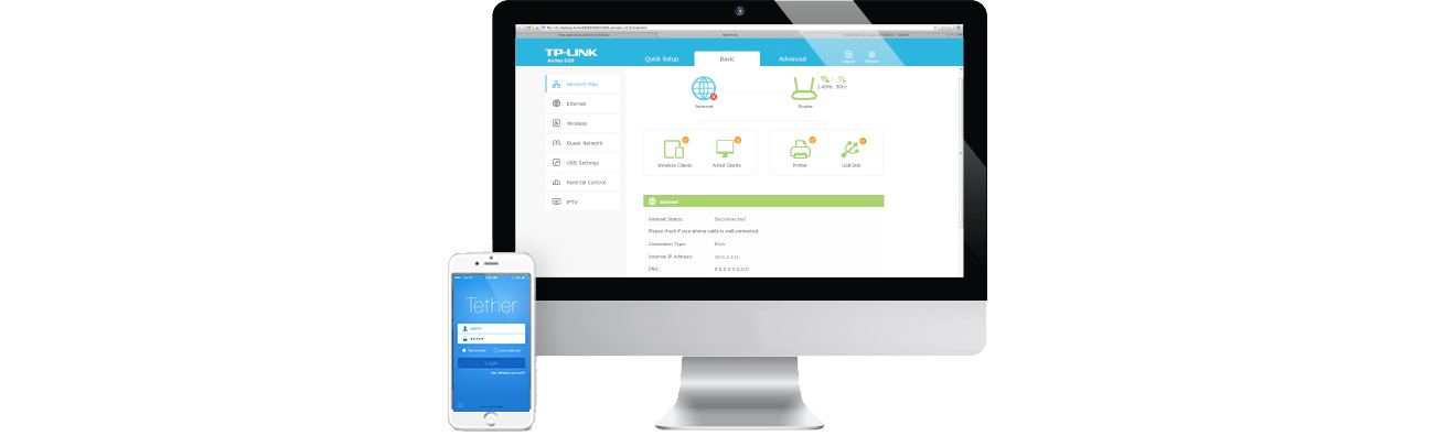 TP-Link Archer D50 prosta konfiguracja aplikacja Tether