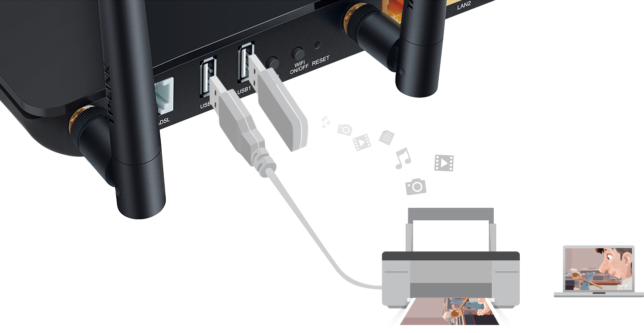 TP-Link Archer D7 porty USB