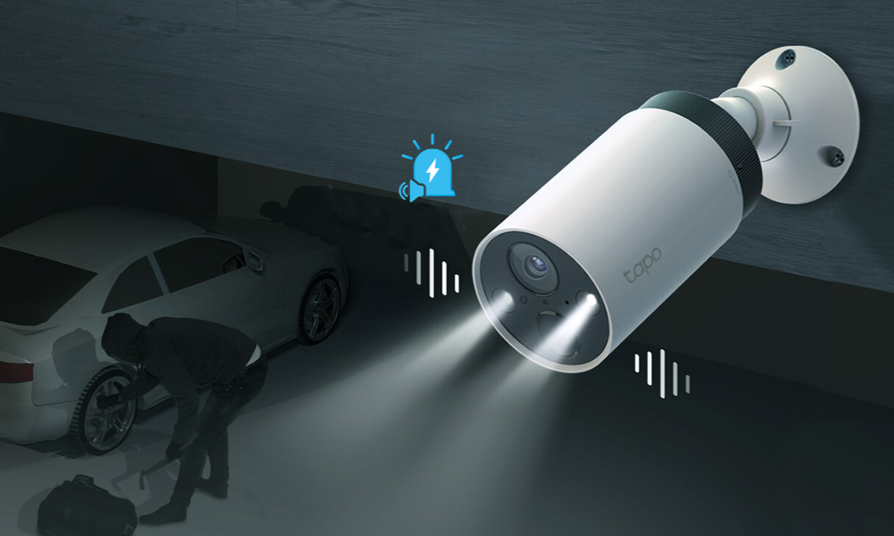 Kamera TP-Link Tapo C420S2 wydaje sygnał dźwiękowy, aby odstraszyć złodzieja