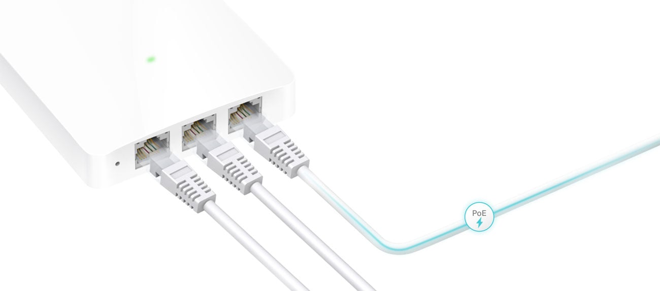 TP-Link EAP225-WALL Porty Ethernet i zasilanie PoE