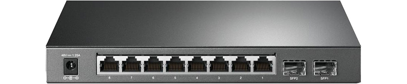Switch TP-Link 10p T1500G-10PS Widok z tyłu, złącza