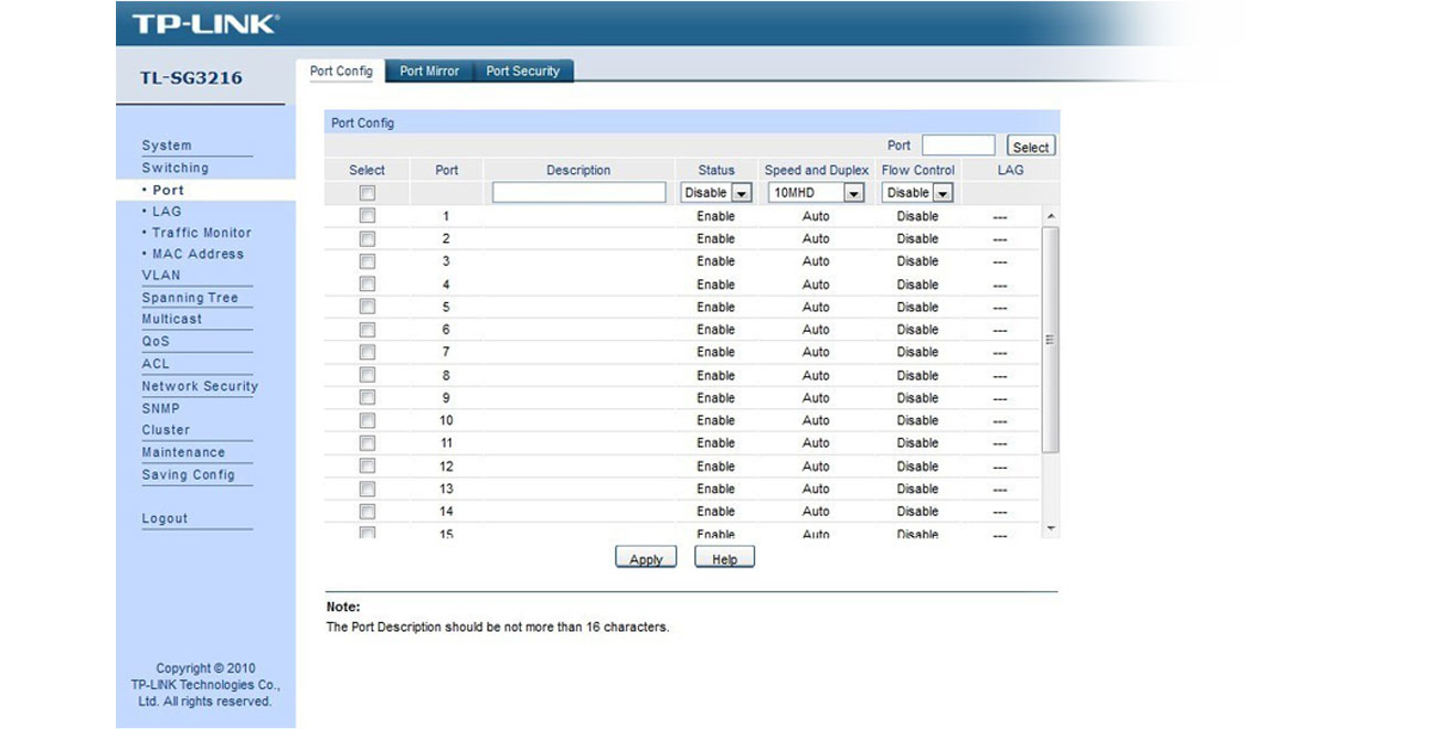 TP-Link 16p TL-SG3216 Rack funkcje zarzadzania