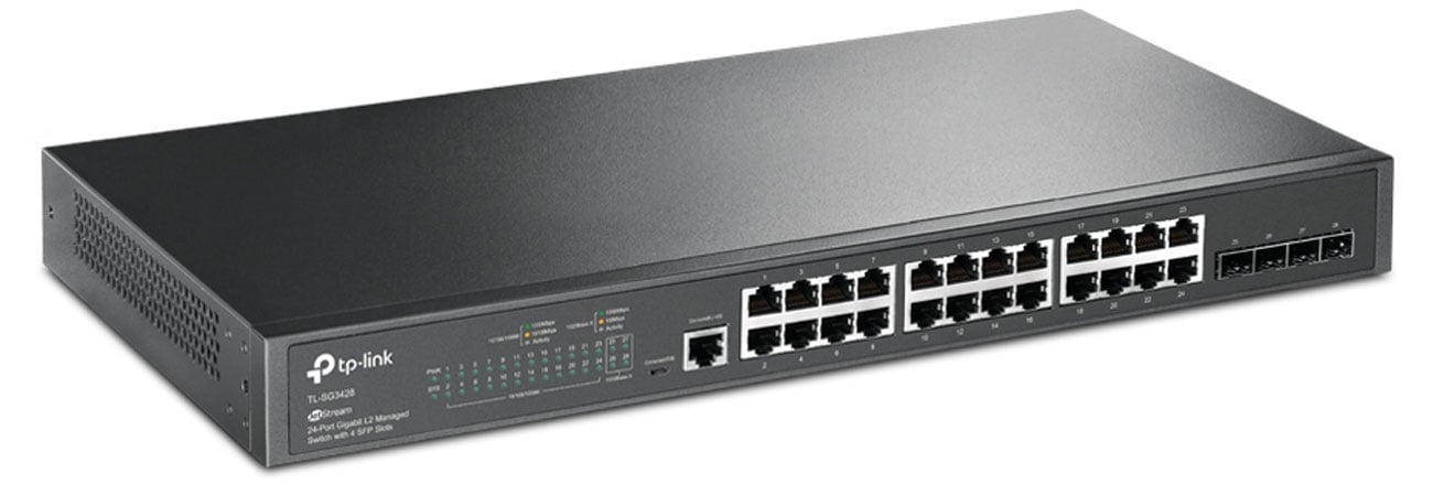 Switch TP-Link TL-SG3428 - Widok od przodu pod kątem