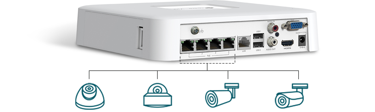 TP-Link VIGI NVR1104H-4P opcje łączności