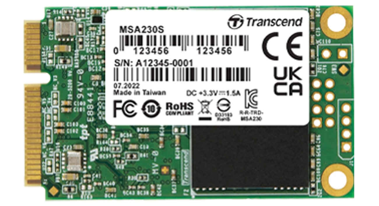 Dysk SSD mSATA Transcend 230S - Widok od przodu