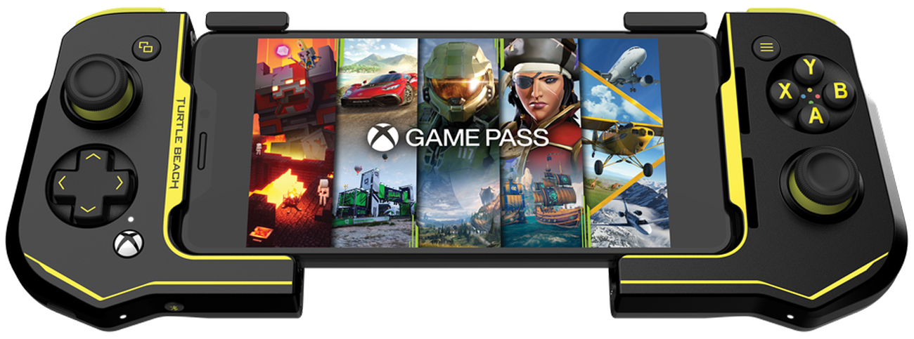 Kontroler do smartfona Turtle Beach Atom Czarno-żółty - Widok od przodu, zastosowanie