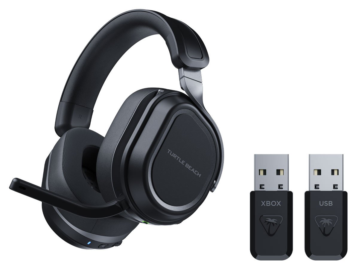Słuchawki Turtle Beach Stealth 700 Gen 3 do Xbox Czarne - Widok od przodu pod kątem wraz z adapterami
