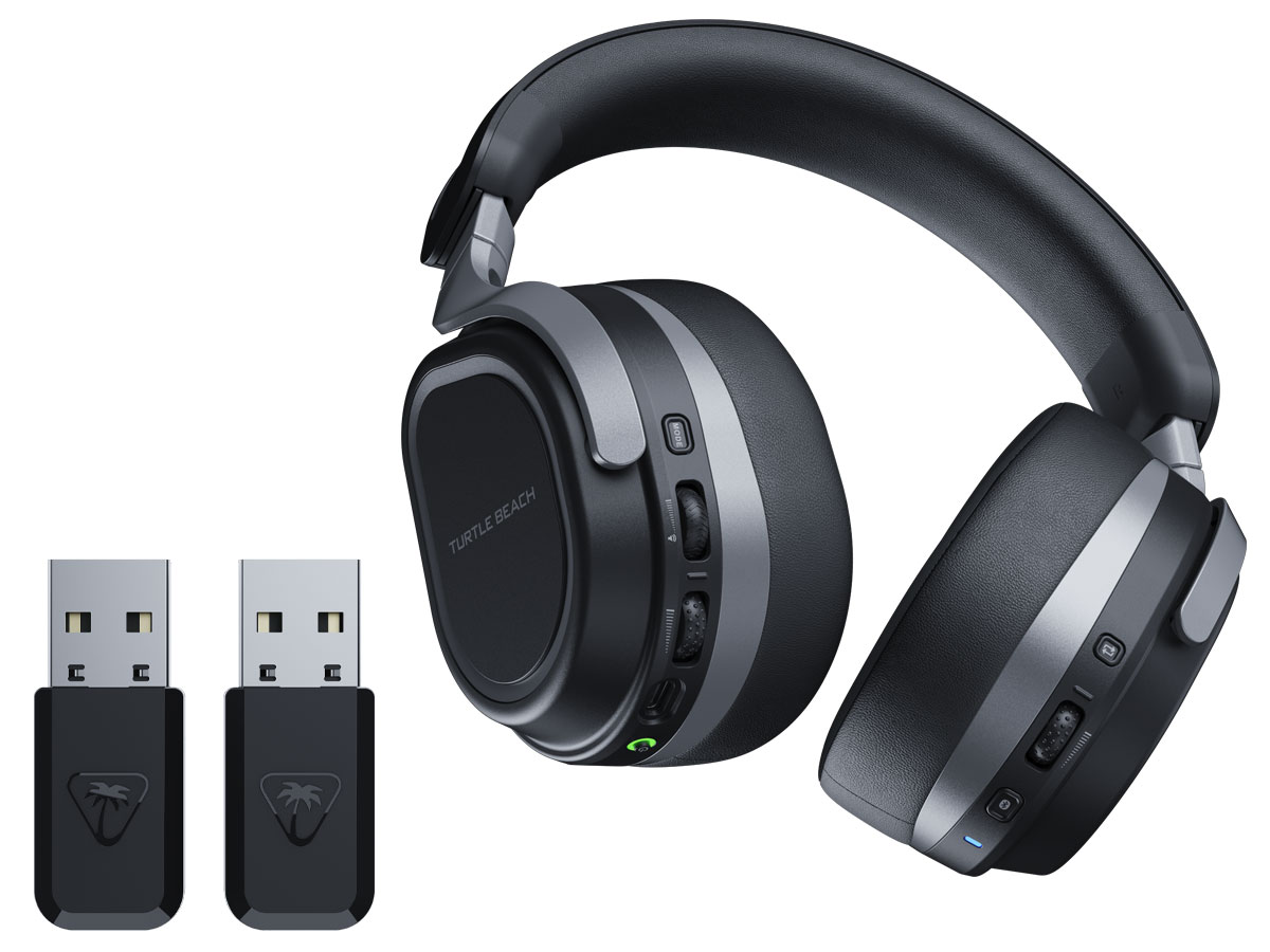 Słuchawki Turtle Beach Stealth 700 Gen 3 do PS5 Czarne - Widok ogólny wraz z adapterami