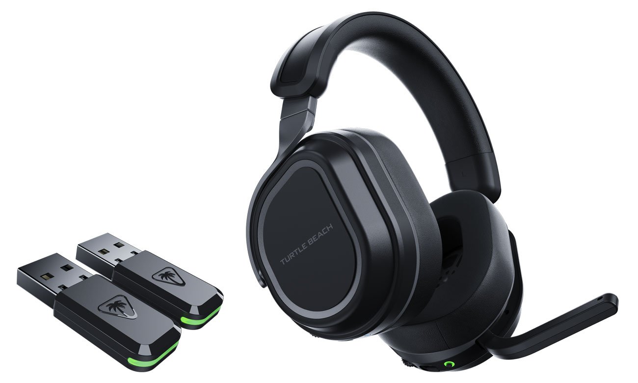 Słuchawki Turtle Beach Stealth 700 Gen 3 do PS5 Czarne - Widok ogólny wraz z adapterami