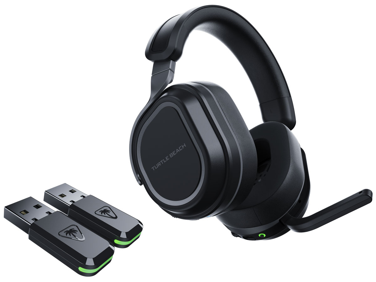 Słuchawki Turtle Beach Stealth 700 Gen 3 do PS5 Czarne - Widok ogólny wraz z adapterami