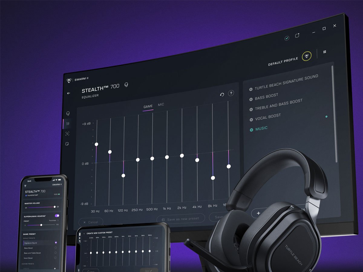 Słuchawki bezprzewodowe Turtle Beach Stealth 700 Gen3 do PC Czarne - Personalizacja dźwięku z aplikacją Swarm II