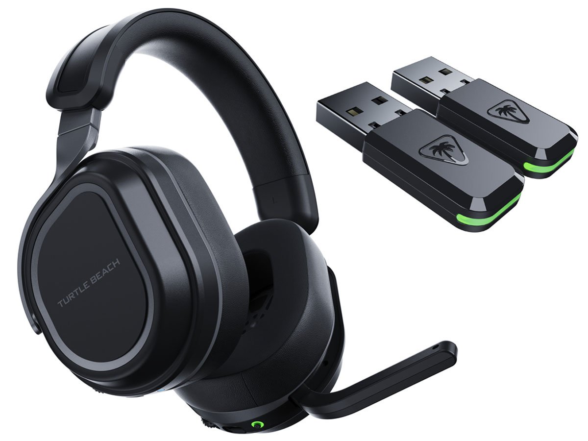Słuchawki bezprzewodowe Turtle Beach Stealth 700 Gen3 do PC Czarne - Widok wraz z dwoma adapterami