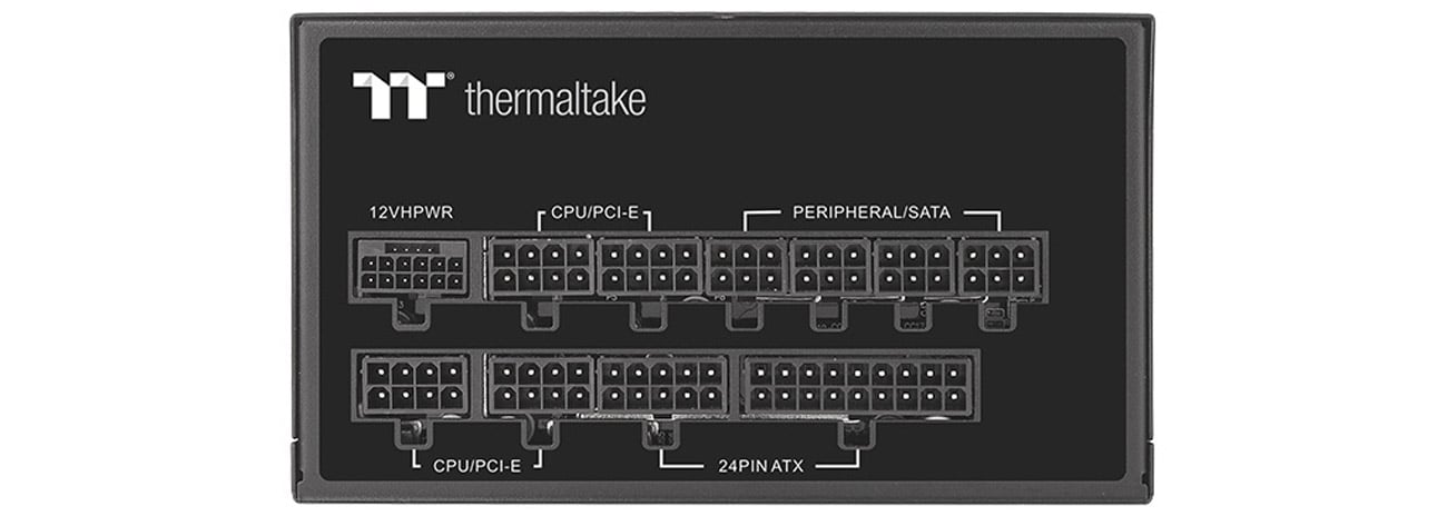Thermaltake Toughpower GF3 1000 W widok z boku, złącza