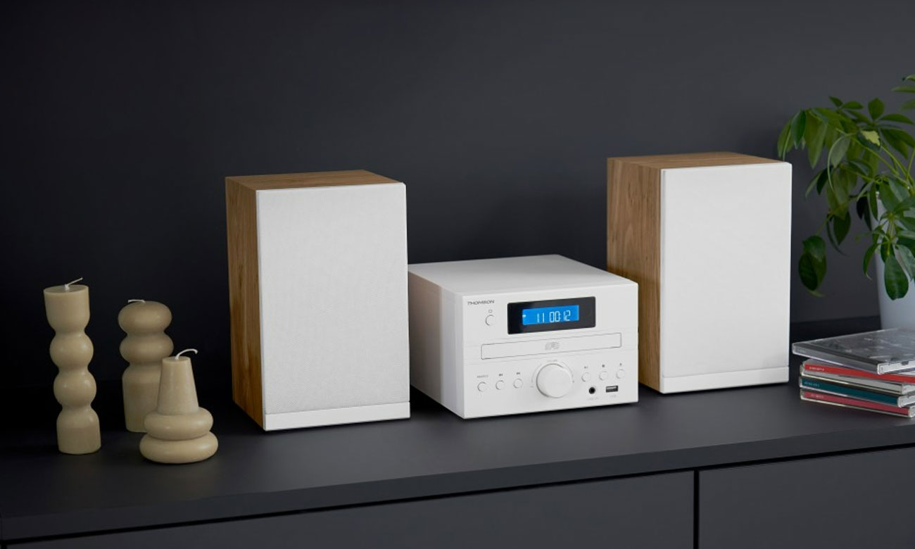 Thomson Mini COSY Bluetooth Bass Boost CD Radio FM 50W Biała