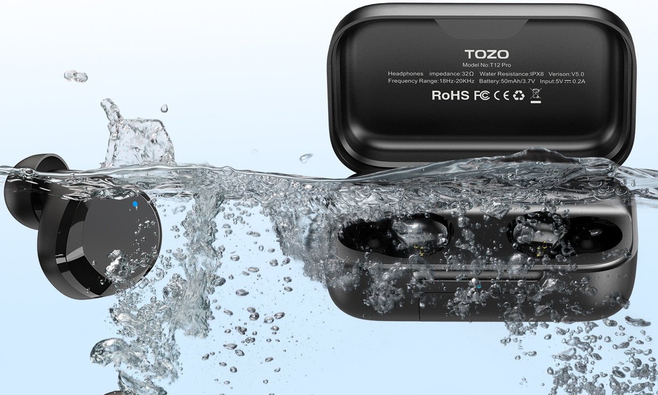 Tozo T12 PRO wodoodporność