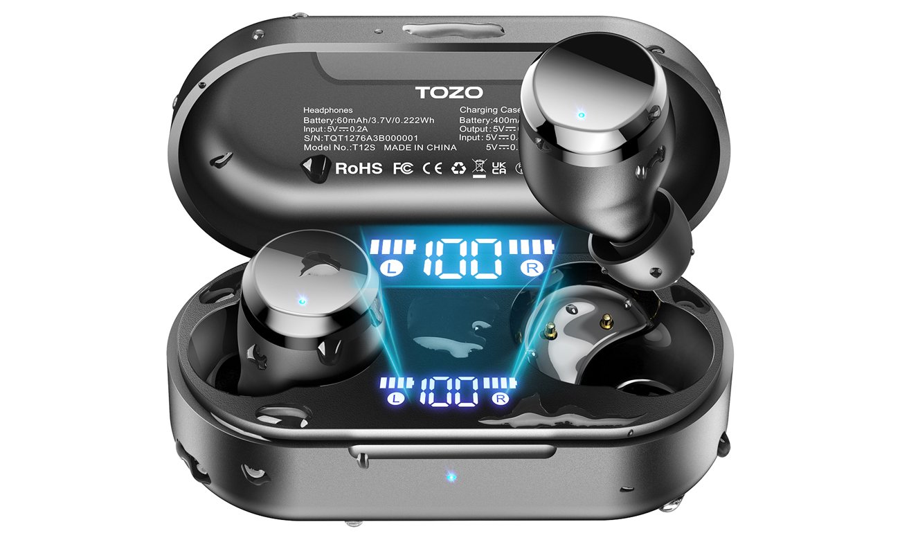 Kabellose In-Ear-Kopfhörer Tozo T12S Schwarz