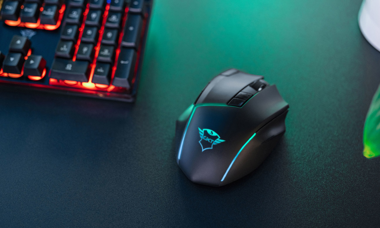 Mouse Gaming Ergonomico senza Filo Wireless 4800DPI 9 Pulsanti  Programmabili RGB TRUST 24178