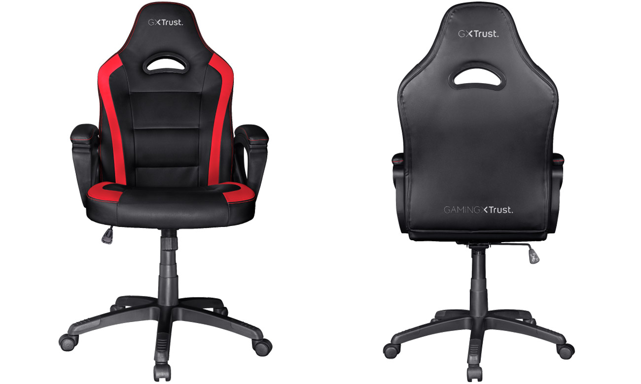 Fotel gamingowy Trust GXT 701R Ryon Gaming Chair Czarno-czerwony - Widok od przodu i od tyłu