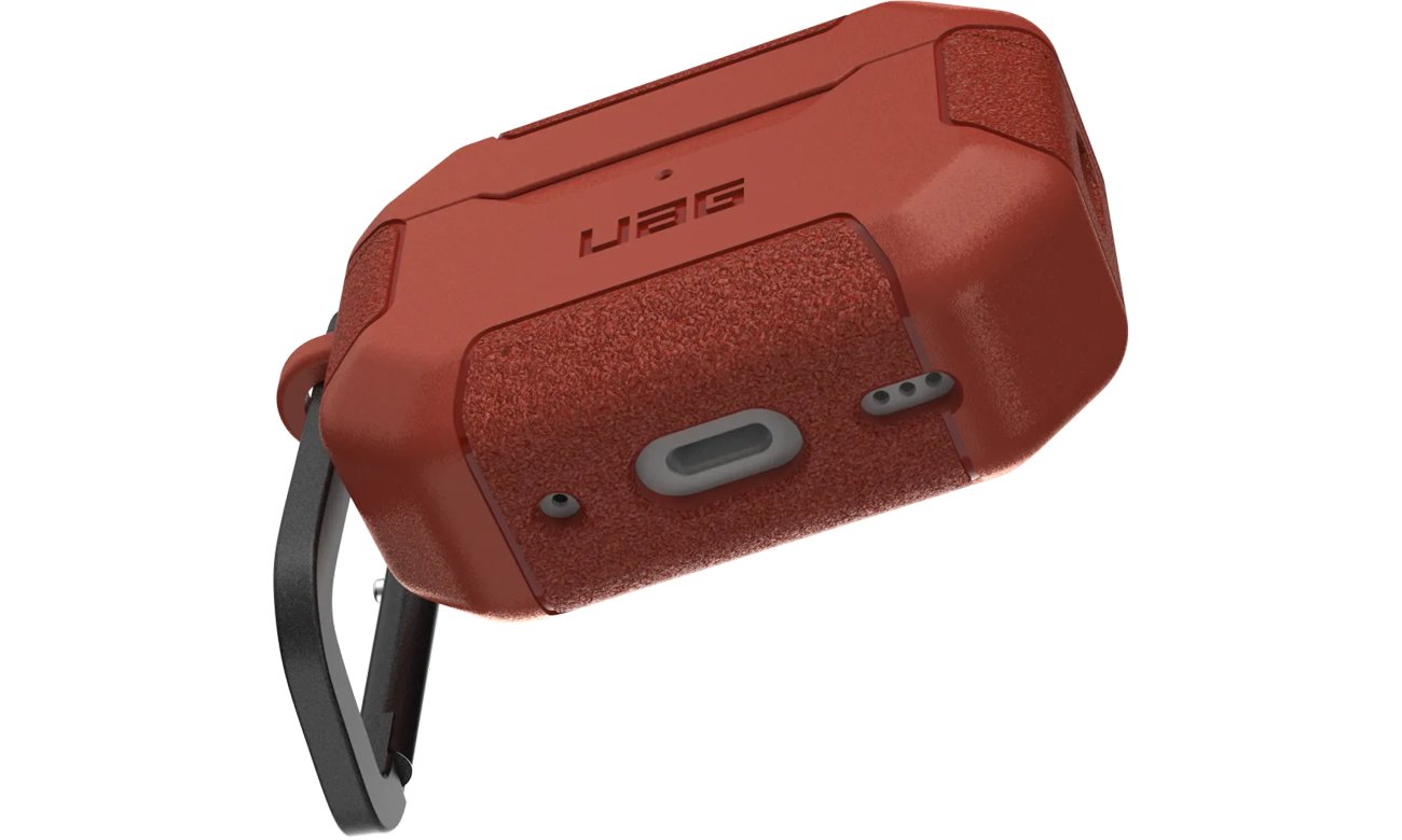 Etui ochronne UAG Scout do AirPods Pro 2 generacji Rust - Widok od dołu pod kątem, zamknięte