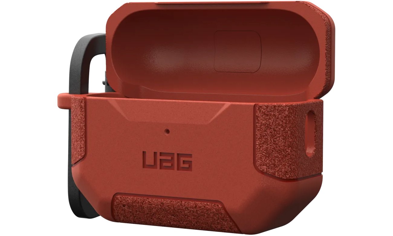 Etui ochronne UAG Scout do AirPods Pro 2 generacji Rust - Widok od przodu pod kątem, otwarte