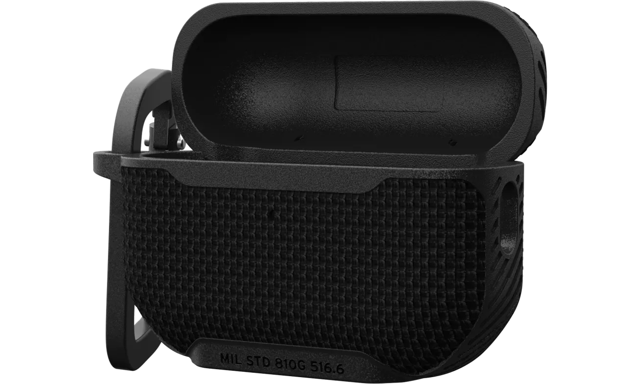 Etui ochronne UAG Metropolis do AirPods Pro 2 generacji Black - Widok od przodu pod kątem, otwarte