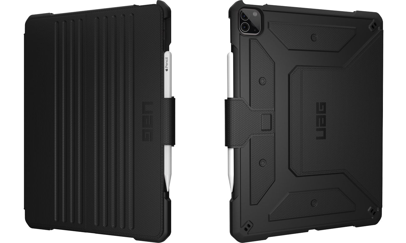 Etui UAG Metropolis do iPad Pro 12.9'' 4/5/6G Black - Widok od przodu i od tyłu pod kątem