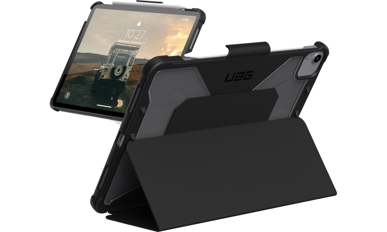 Etui UAG Plyo do iPad Pro 11'' Black ice - Widok od przodu i od tyłu pod kątem