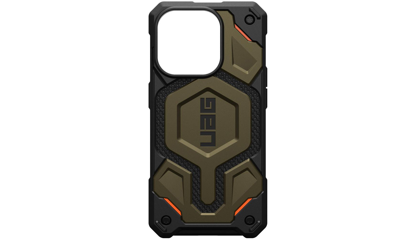 UAG Monarch Pro MagSafe Hülle für iPhone 15 Pro Kevlar Elemental Green