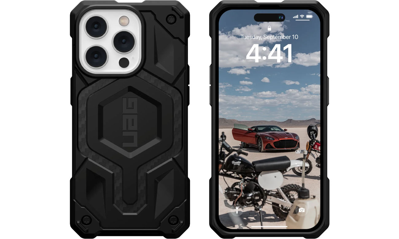 UAG Monarch Pro MagSafe do iPhone 14 Pro carbon fiber design
