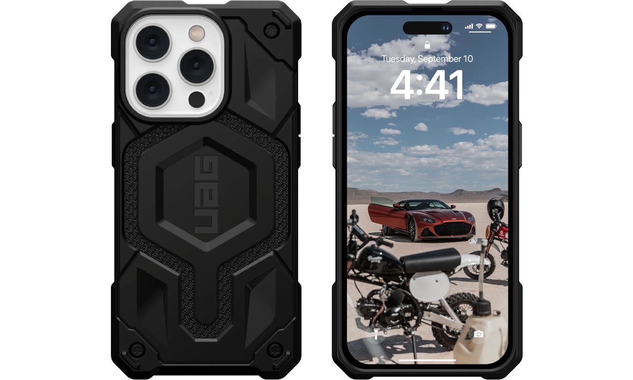 UAG Monarch Pro MagSafe für iPhone 14 Pro kevlar-schwarz Design