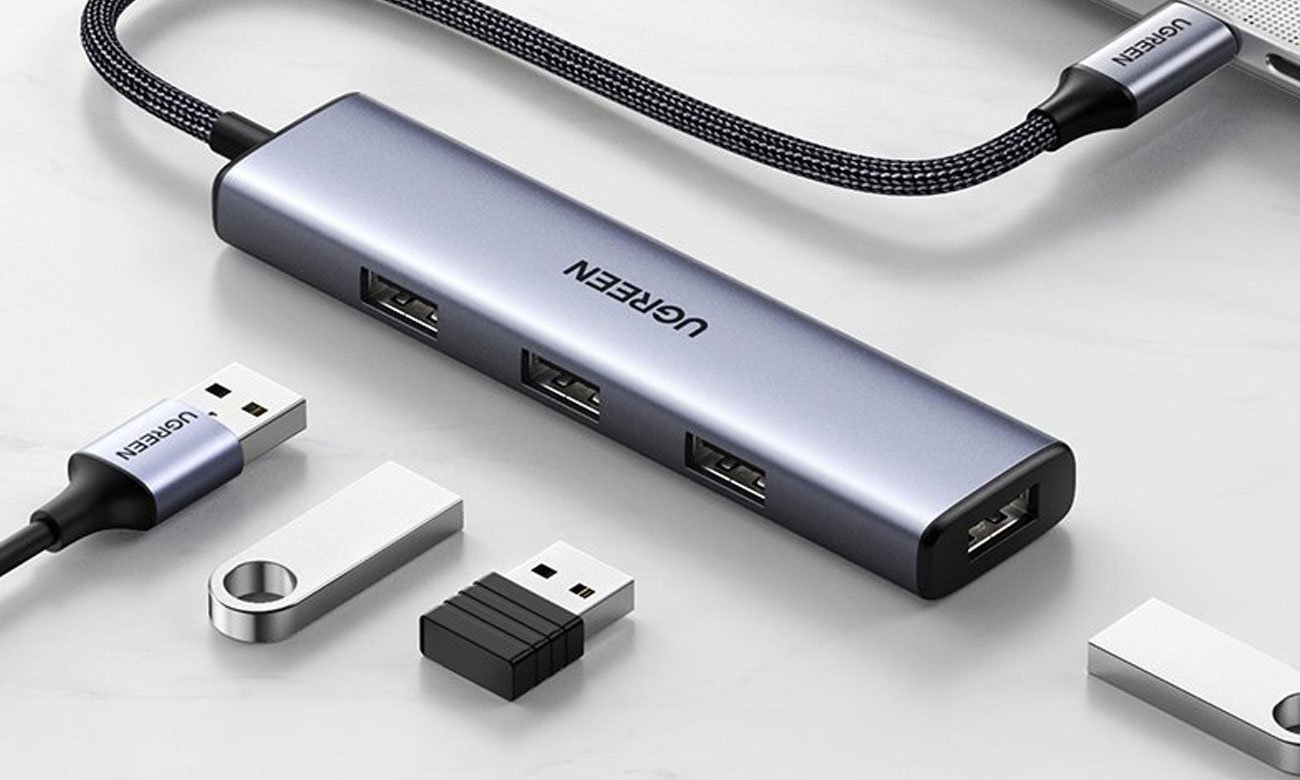 HUB UGREEN USB Typ C - 4x USB 3.2 Gen 1 srebrny