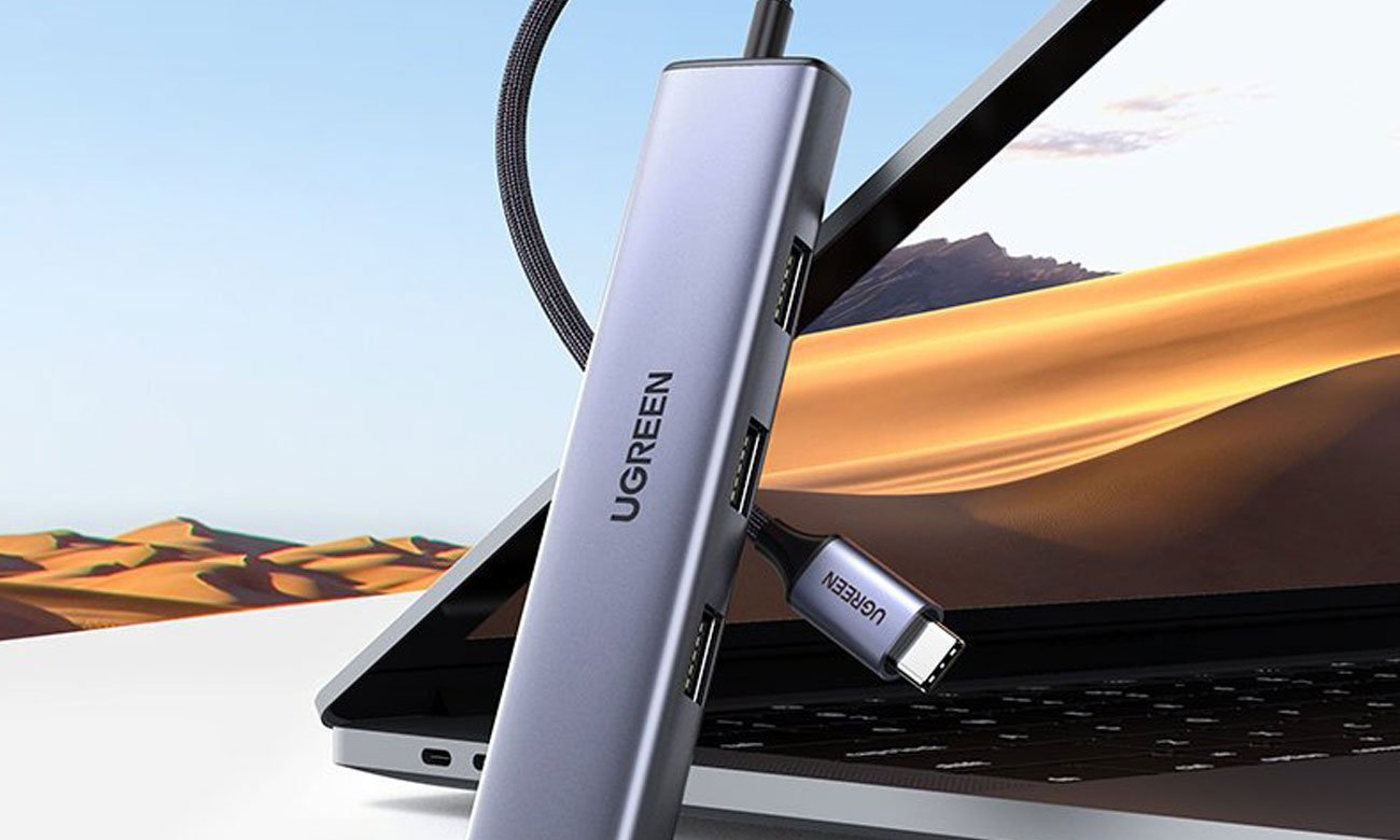 HUB UGREEN USB Typ C - 4x USB 3.2 Gen 1 srebrny