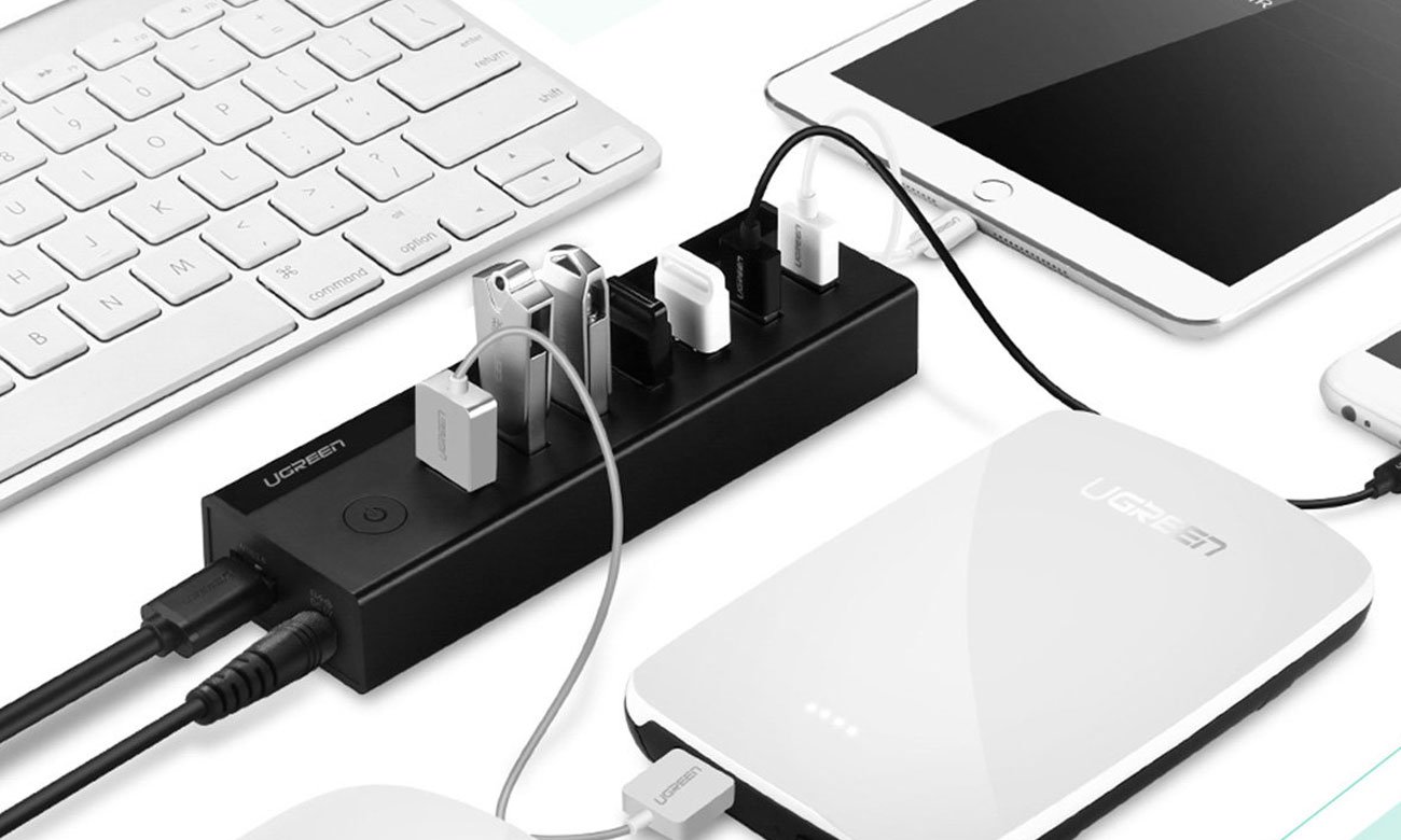 Multifunktionaler UGREEN 7-in-1 USB-A HUB - 7xUSB-A 5Gb/s Schwarz