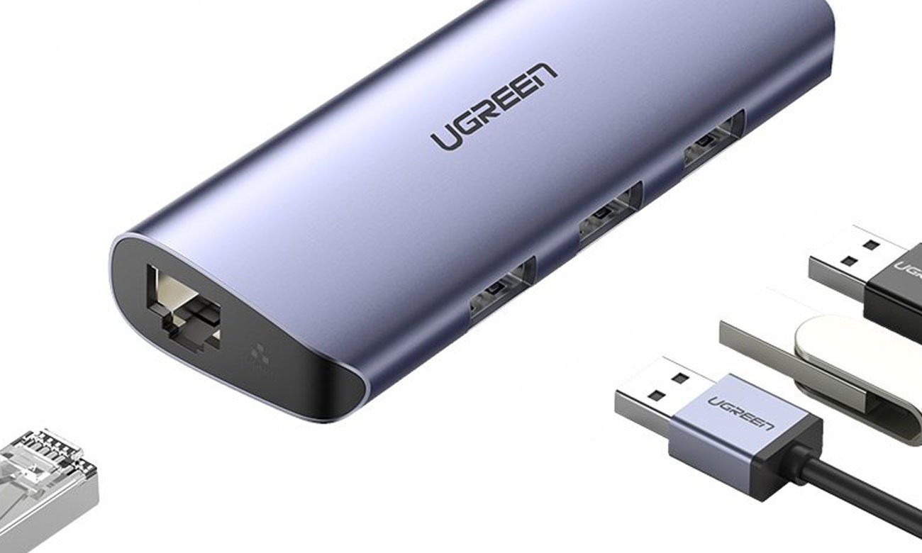 Stacja dokująca UGREEN USB-C - 3 x USB 3.0/ Ethernet / microUSB