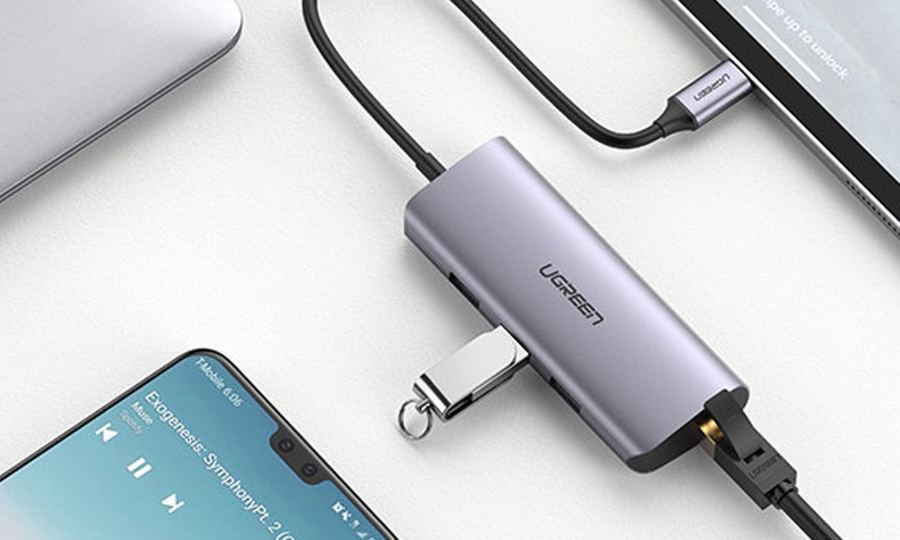 Stacja dokująca UGREEN USB-C - 3 x USB 3.0/ Ethernet / microUSB