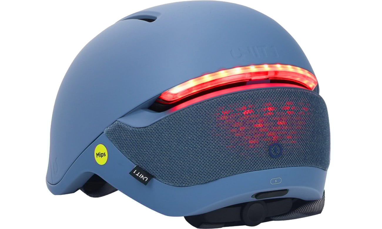 Inteligentny kask Unit 1 Faro Maverick - Widok od tyłu pod kątem z oświetleniem