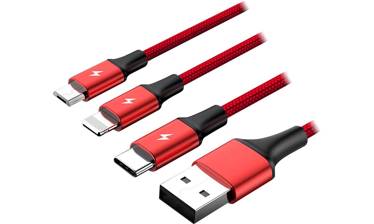 Kabel USB Unitek 3w1 (Lightning / microUSB/ USB typ C) C4049RD