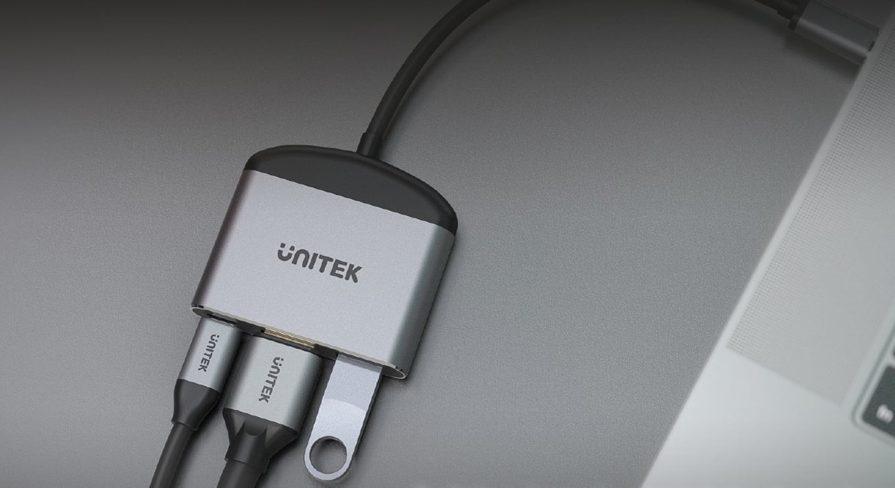 Adapter Unitek USB-C - HDMI 2.1 podłączone akcesoria