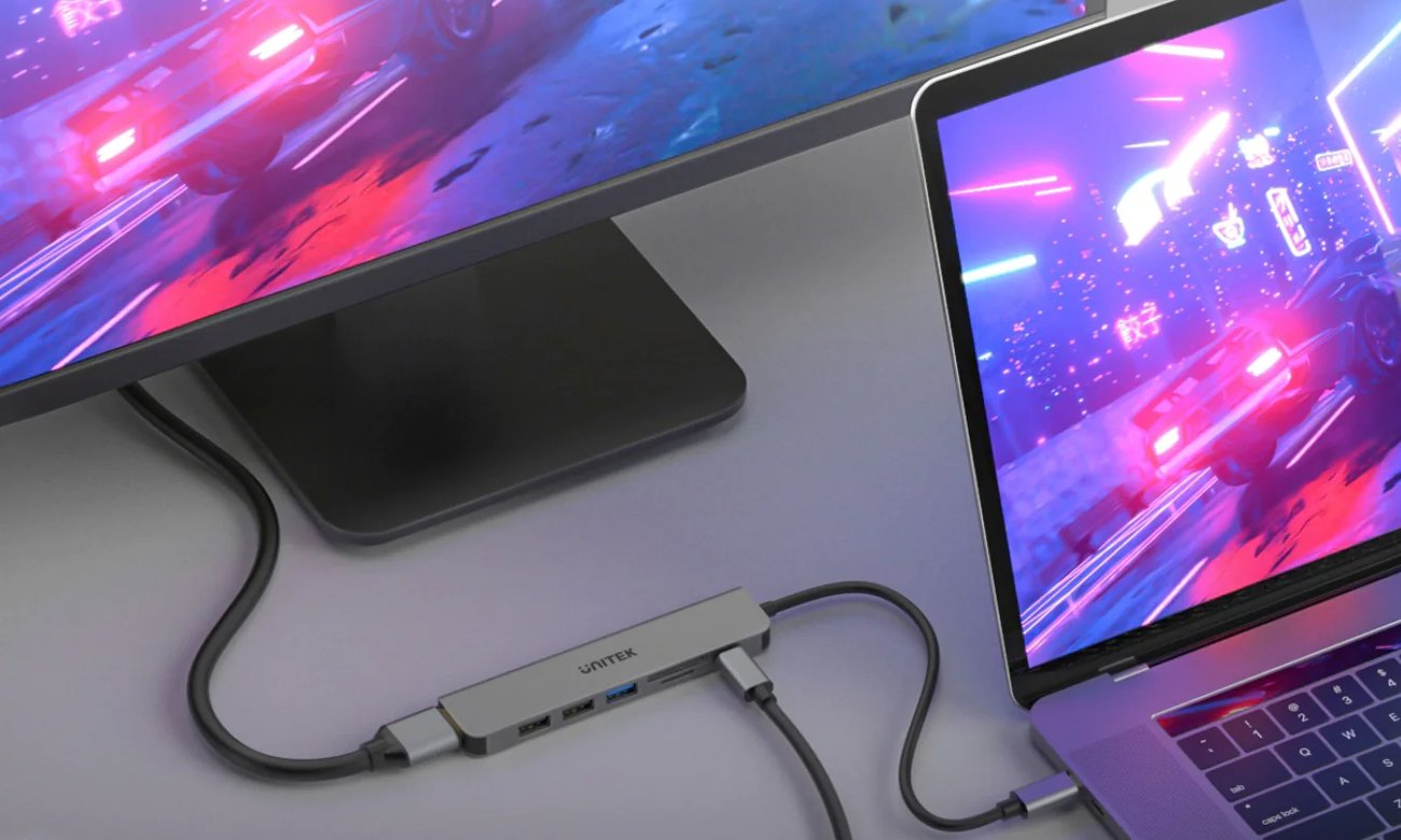 Hub Unitek USB-C 7w1 ładowanie