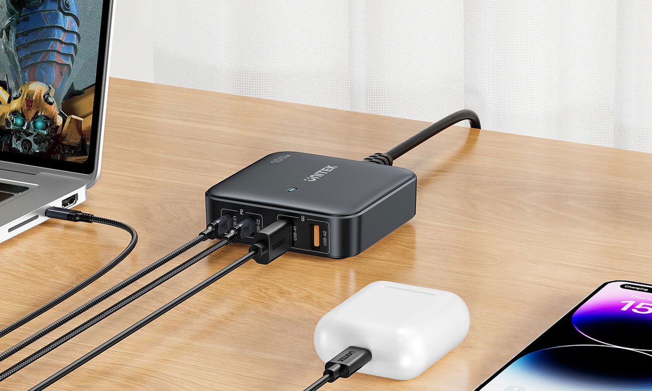 Unitek ładowarka biurkowa GaN 100 W wiele urządzeń